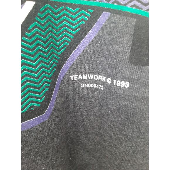 VTG 1993 Charlotte Hornets Teamwork Varsity Button Up Sweatshirt Jacket - Picture 7 of 11